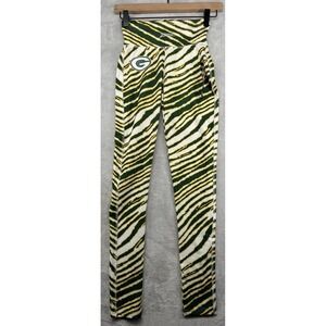 Majestic Zubaz Green Bay Packers NFL Leggings‎ Yoga Pants Women's Size XS NWT
